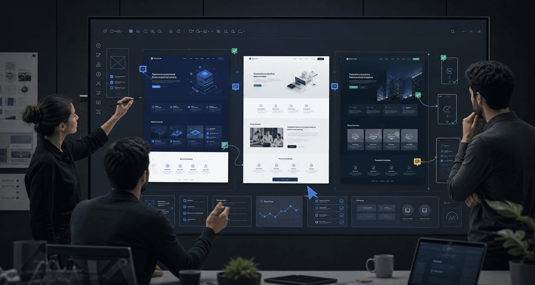 Responsive web design process with layout review and conversion UI annotations by BLYNC.io