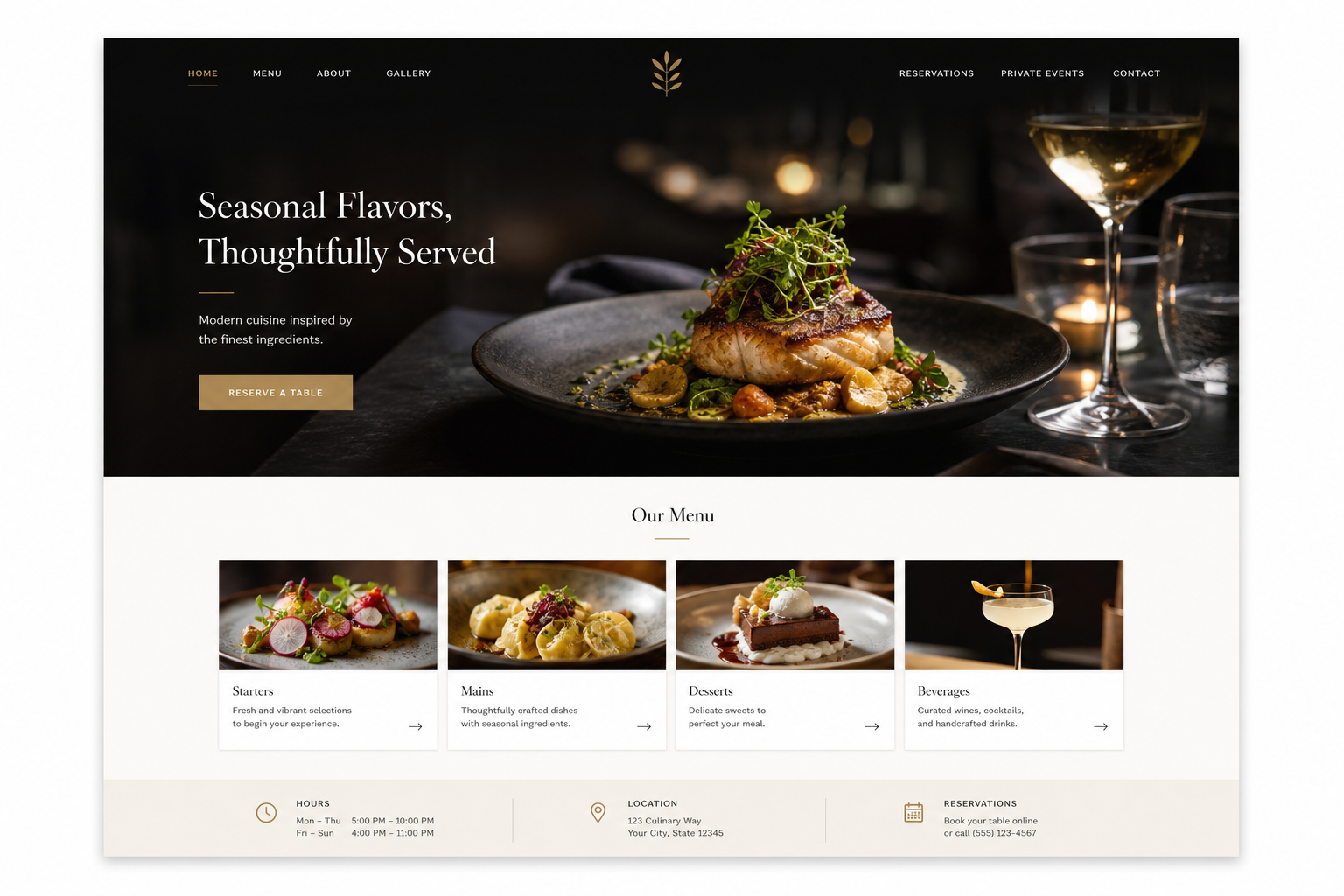 Restaurant website design preview